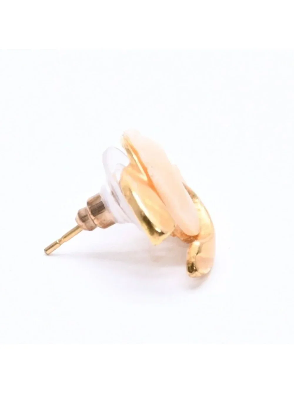 Chanel Earrings CC Logo 00 Gold Ivory Bicolor Metal